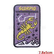 Rectangle with Constellation Computerized Embroidery Cloth Iron on/Sew on Patches, Costume Accessories, Scorpio, 78x50mm(PATC-PW0002-14G)