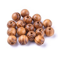 Round Natural Wood Beads, Dyed, Lead Free, BurlyWood, 14x13mm, Hole: 4mm, about 650pcs/500g(WOOD-Q009-14mm-LF)