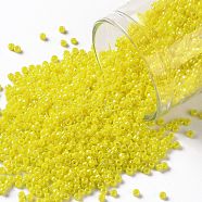 TOHO Round Seed Beads, Japanese Seed Beads, (402) Opaque AB Dandelion, 15/0, 1.5mm, Hole: 0.7mm, about 3000pcs/bottle, 10g/bottle(SEED-JPTR15-0402)