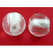 Handmade Silver Foil Glass Beads, Round, Clear, about 12mm in diameter, hole: 2mm(X-SLR12MM09Y)