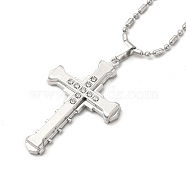 Alloy Cross Pandant Necklace with Link Chains, Gothic Jewelry for Men Women, Platinum, 23.62 inch(60cm)(NJEW-K245-003P)