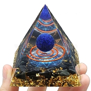 Resin Orgonite Pyramid, for Positive Energy Tower with Lapis Lazuli Healing Stones, with Radom Color Brass Finding, Office Home Decor, 60x60x60mm(PW-WG40663-01)