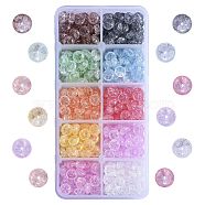 500Pcs 10 colors Crackle Glass Beads, Dyed & Heated, Rondelle, Mixed Color, 8x4mm, Hole: 1mm, 50pcs/color(GLAA-SZ0001-56)