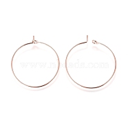 Brass Wine Glass Charm Rings Hoop Earrings, Rose Gold, 20 Gauge, 25x0.8mm(X-EC067-2RG)