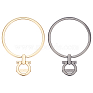 2Pcs 2 Colors Alloy Bag Handle, with Clasp, Bag Replacement Accessories, Mixed Color, 14x10x0.35cm, Inner Diameter: 8.8cm, 1pc/color(FIND-WR0002-51)