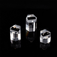 Acrylic Ring Display Stand Set, Hexagon, Clear, 3.4~3.5x3.85~3.9x2.95~4.9cm, 3pcs/set(RDIS-WH0001-19)