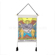 Polyester Decorative Wall Tapestrys, for Home Decoration, with Wood Bar, Nulon Rope, Plastic Hook, Rectangle with Tarot Pattern, The Lovers VI, 670x348x1.20mm(AJEW-C024-01D)