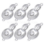  6Pcs Brass Fold Over Clasp with Crystal Rhinestone, Crescent Moon, Platinum, moon: 16.5x14x3.5mm, hole: 1.5mm, clasp: 12.5x4.5x5mm, hole: 1.8mm,(KK-CA0002-69B)