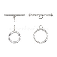 2Pcs 2 Style 925 Sterling Silver Toggle Clasps, Silver, Ring: 14.5x10~12x1.5mm, Hole: 1.5~2.5mm, Bar: 4.5~6.5x16.5~20x1.2~2.3mm, Hole: 1.8~2mm, 1Pc/style(STER-TA0001-07)