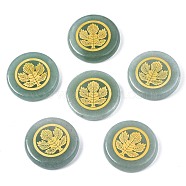 Autumn Theme Natural Green Aventurine Cabochons, Flat Round with Maple Leaf Pattern, 25x5mm, about 6pcs/bag(G-S375-004A)