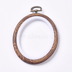 Plastic Cross Stitch Embroidery Hoops, Imitation Wood, Sewing Tools Accessory, Oval, BurlyWood, 129.5x92x8.5mm, Hole: 8.5x17.5mm(X-FIND-WH0052-12)