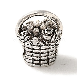 Tibetan Style Alloy European Beads, Large Hole Beads, Cadmium Free & Lead Free, Flower Basket, Antique Silver, 15x12.5x11mm, Hole: 5mm(TIBEB-L007-12AS)