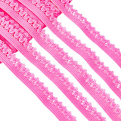 Polyester Elastic Cords with Single Edge Trimming, Flat, with Cardboard Display Card, Deep Pink, 13mm(EC-GF0001-38B)