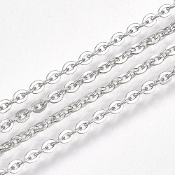 304 Stainless Steel Cross Chains, Soldered, Stainless Steel Color, 2.5x2x0.3mm(X-CHS-S005-03)