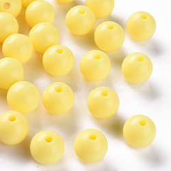 Opaque Acrylic Beads, Round, Yellow, 12x11mm, Hole: 1.8mm, about 566pcs/500g(MACR-S370-C12mm-A10)
