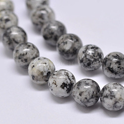 Natural Sesame Jasper/Kiwi Jasper Beads Strands, Round, Gray, 6mm, Hole: 1mm, about 62pcs/strand, 15.1 inch(G-F351-6mm)