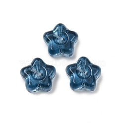 Transparent Glass Beads, Star, Baking Paint, Prussian Blue, 10.5x11x5mm, Hole: 1mm(DGLA-E004-12I)