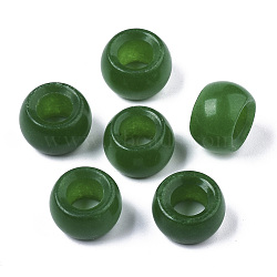 Natural White Chalcedony Beads, Large Hole Beads, Dyed, Rondelle, Green, 15~17x10~12mm, Hole: 8mm(G-N0326-038A)