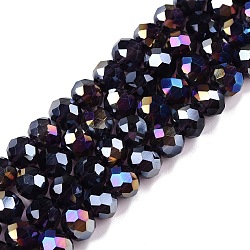 Electroplate Glass Beads Strands, AB Color Plated, Faceted, Rondelle, Indigo, 6x5mm, Hole: 1mm, about 84~85pcs/strand, 16.34~16.54 inch(41.5~42cm)(EGLA-A044-T6mm-B15)