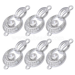  6Pcs Brass Fold Over Clasp with Crystal Rhinestone, Crescent Moon, Platinum, moon: 16.5x14x3.5mm, hole: 1.5mm, clasp: 12.5x4.5x5mm, hole: 1.8mm,(KK-CA0002-69B)