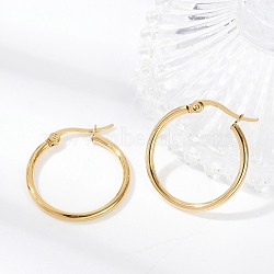 PVD Vacuum Plating 201 Stainless Steel Hoop Earrings with 304 Stainless Steel Pins for Women, Golden, 25x2mm, Pin: 0.6mm(EJEW-D279-12G-02)