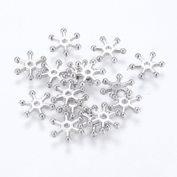 CCB Plastic Spacer Beads, Snowflake, Platinum, 10.5x12x2mm, Hole: 1.5mm(CCB-K003-13P)