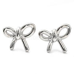 304 Stainless Steel Stud Earrings, Bowknot, Stainless Steel Color, 17x20mm(EJEW-B023-16P)