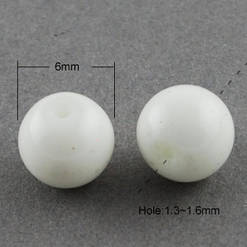 Painted Glass Beads Strands, Baking Paint, Round, WhiteSmoke, 6mm, Hole: 1.3~1.6mm, about 133pcs/strand, 31.4 inch