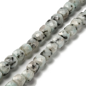 Natural Sesame Jasper Beads Strands, Faceted, Cube, 6.5~7.5x6.5~7.5x6.5~7.5mm, Hole: 1.2mm, about 57~58pcs/strand, 15.35~15.55 inch(39~39.5cm)