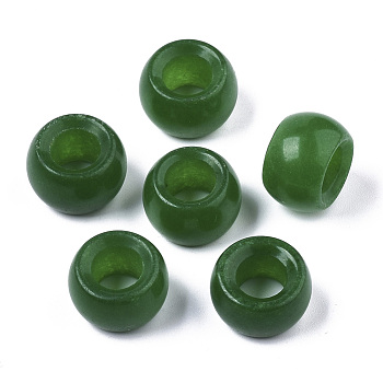 Natural White Chalcedony Beads, Large Hole Beads, Dyed, Rondelle, Green, 15~17x10~12mm, Hole: 8mm