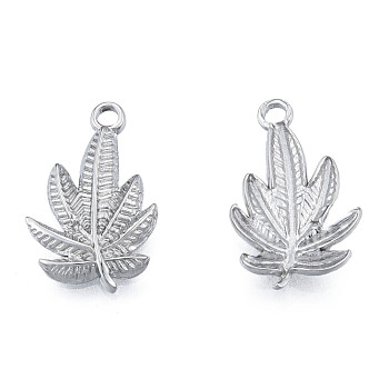 304 Stainless Steel Pendants, Leaf, Stainless Steel Color, 22x14x2mm, Hole: 1.8mm