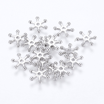 CCB Plastic Spacer Beads, Snowflake, Platinum, 10.5x12x2mm, Hole: 1.5mm