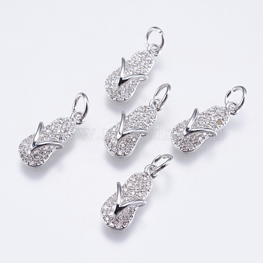 Real Platinum Plated Clear Shoes Brass+Cubic Zirconia Pendants