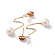 Round Natural Pearl Stud Earrings for Women(EJEW-E303-03G)-2