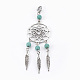 Turquoise synthétiques teint grands pendentifs(HJEW-JM00343-02)-1