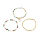 3Pcs 3 Style Glass Seed Stretch Bracelets Set with Alloy Santa Claus for Women(BJEW-JB08204)-4