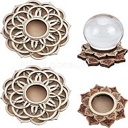 Olycraft 4Pcs 2Style 3D Basswood Sphere Holder Crystal Stand, Quartz Bracket Home Ornaments Decoration, Lotus, Sandy Brown, 80~100x80~100x22~28mm(AJEW-OC0002-92)