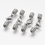 304 Stainless Steel Cord Ends, End Caps, with Lobster Claw Clasps, Stainless Steel Color, 22.5mm, Inner Diameter: 2mm(STAS-K166-17P-A)