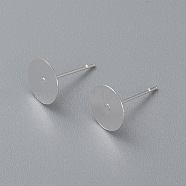304 Stainless Steel Stud Earring Findings, Flat Round, Silver, 8x0.3mm, Pin: 0.7mm(STAS-H436-24S-8mm)