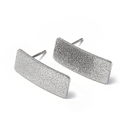304 Stainless Steel Stud Earring Finding, with Vertical Loops, Rectangle with Gold Sand, Stainless Steel Color, 20x8mm, Hole: 2.5mm, Pin: 0.8mm(STAS-B034-07P)