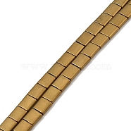 Electroplated Frosted Non-magnetic Synthetic Hematite Beads Strands, Square, 2-Hole, Golden Plated, 5x5x2mm, Hole: 0.8mm, about 74pcs/strand, 15.75 inch(40cm)(G-G089-B01-04)
