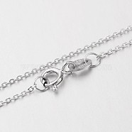 Electroplated Rhodium Plated Sterling Silver Cable Chain Necklaces, with Spring Ring Clasps, Thin Chain, Platinum, 18 inch, 1mm wide(X-NJEW-N0048-39-18)