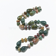 Natural Indian Agate Beaded Necklaces, with Alloy Lobster Clasps, Teardrop, 18.1 inch~18.5 inch(46~47cm)(NJEW-S389-11)