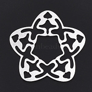 Aluminium Filigree Joiners Links, Laser Cut Filigree Joiners Links, Flower, Silver Color Plated, 48x50x1mm(X-ALUM-T001-71S)