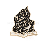 Gothic Fantasy Book Zinc Alloy Black Enamel Pin Brooches, Halloween Badge, Golden, 30x25mm(JEWB-D070-02G-01)