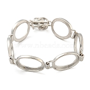 Rack Plating Brass Oval Link Bracelet Making with Tray, Platinum, 7-7/8 inch(20cm), Tray: 20x15.5mm(BJEW-A010-02P)