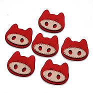 Faux Suede Patches, Costume Ornament Accessories, for Magic Tape Hair Clip Making, Pig, Red, 37x40x3mm(FIND-R075-33)