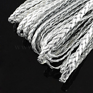 Braided Imitation Leather Metallic Cords, Herringbone Bracelet Findings, Silver, 5x2mm, about 109.36 yards(100m)/bundle(LC-S002-5mm-26)
