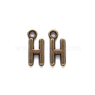 Tibetan Style Alloy Pendants, Cadmium Free & Nickel Free & Lead Free, Letter H, H: 16x6.5x2mm, Hole: 2mm, about 1280pcs/1000g(TIBE-S108-108H-AB-NR)
