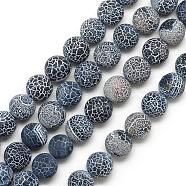 Natural Weathered Agate Bead Strands, Frosted, Dyed, Round, Gray, 10~10.5mm, Hole: 1.5mm, about 37pcs/strand, 14.6 inch(G-S237-10mm-05)
